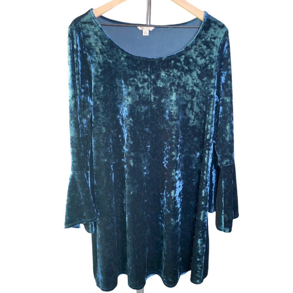 Cato Turquoise Bell Sleeve Shift Dress Boho Vibe